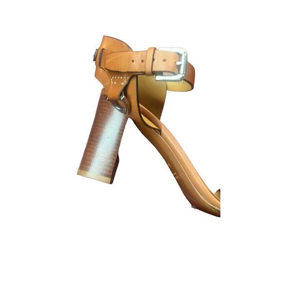 Ralph Lauren Purple Label camel leather Leather Block Heel Ankle Strap Sandals S - Picture 2 of 6